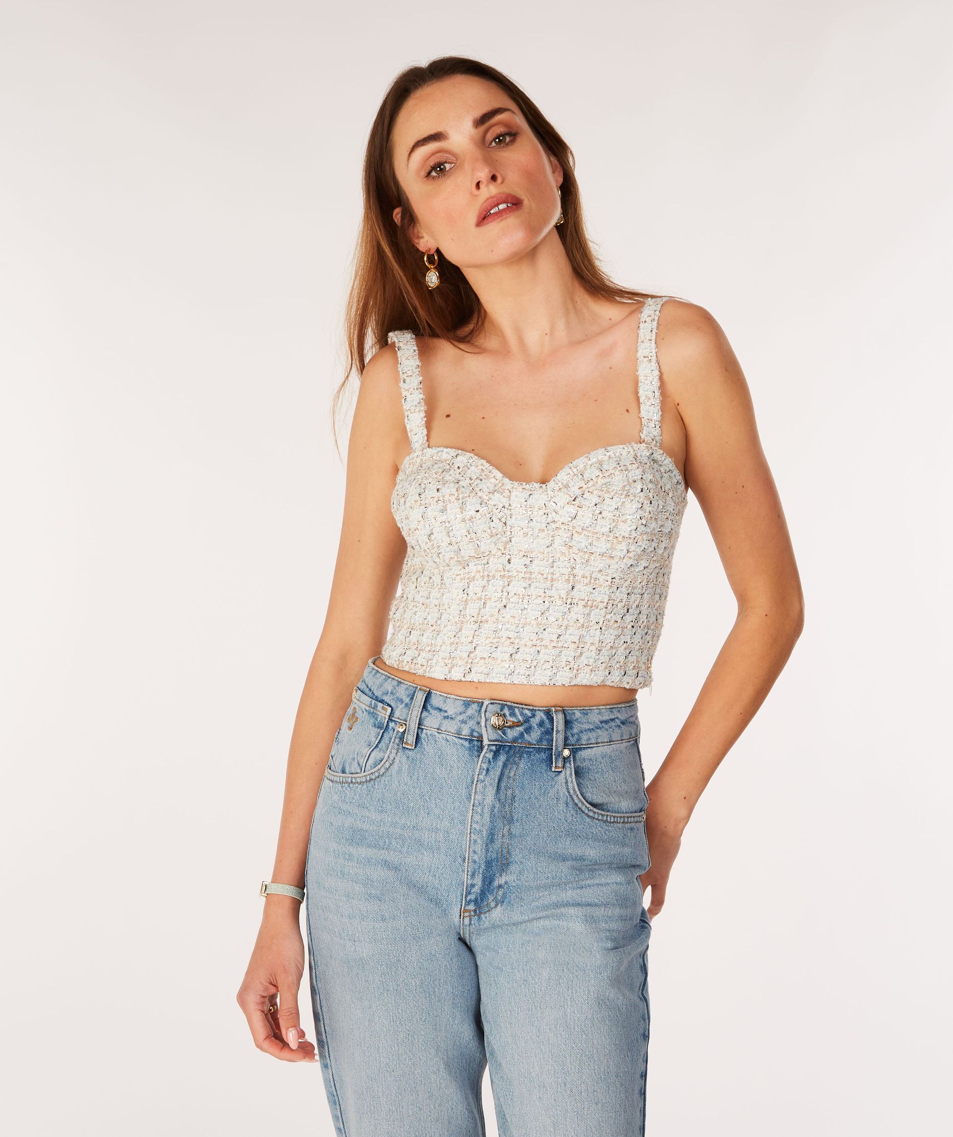 SALLY slim fit bustier met lurex