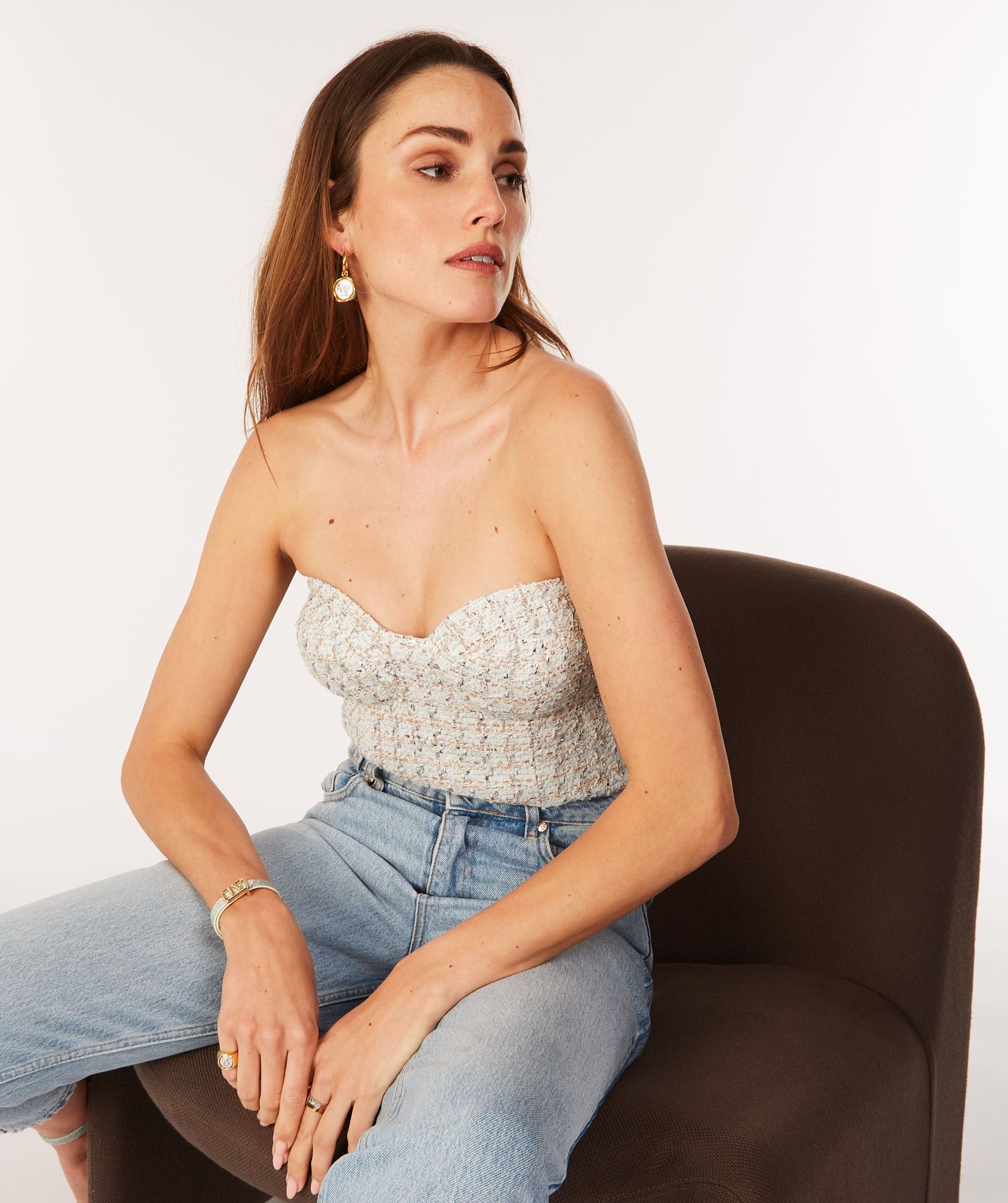 SALLY slim fit bustier met lurex