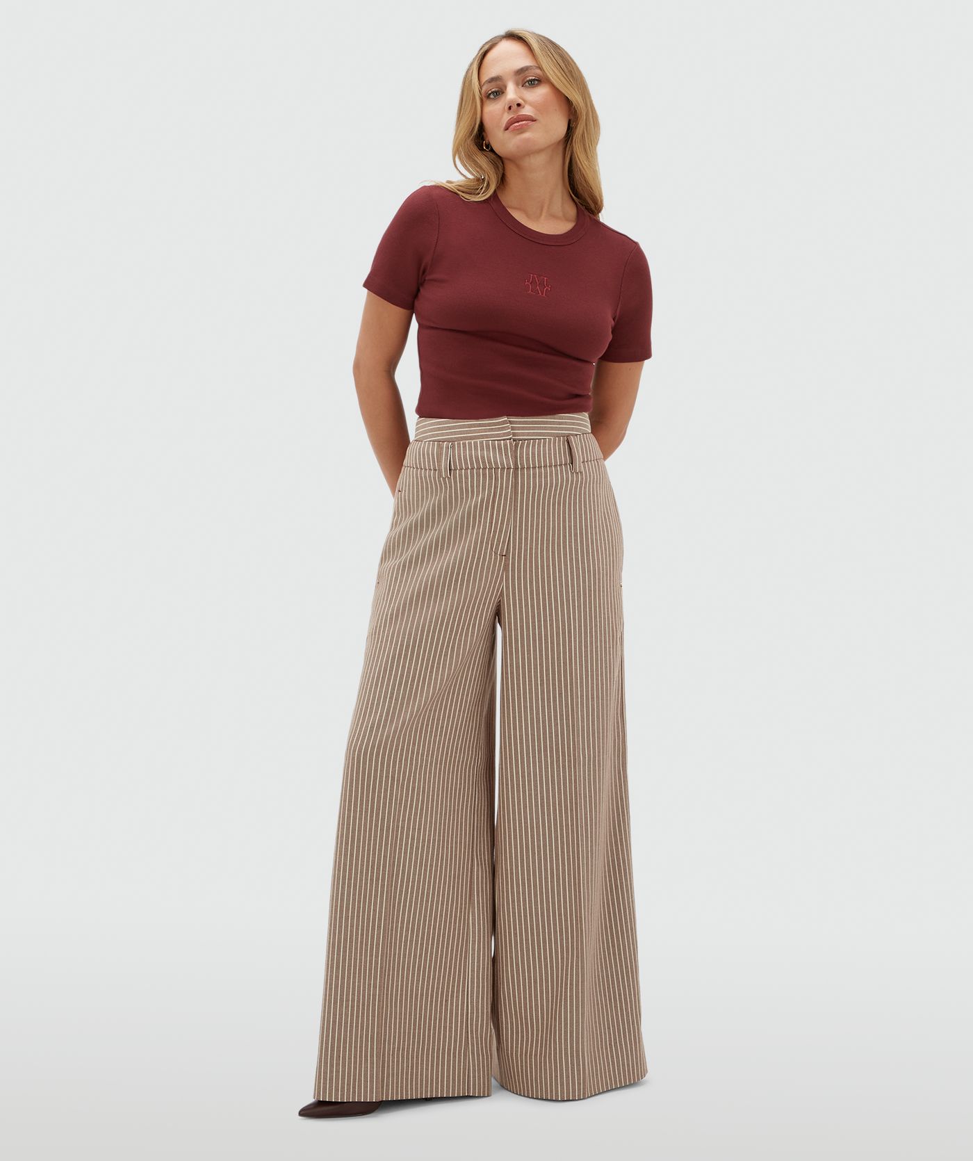 JV-SCOUT high waisted wide leg trousers with stripes