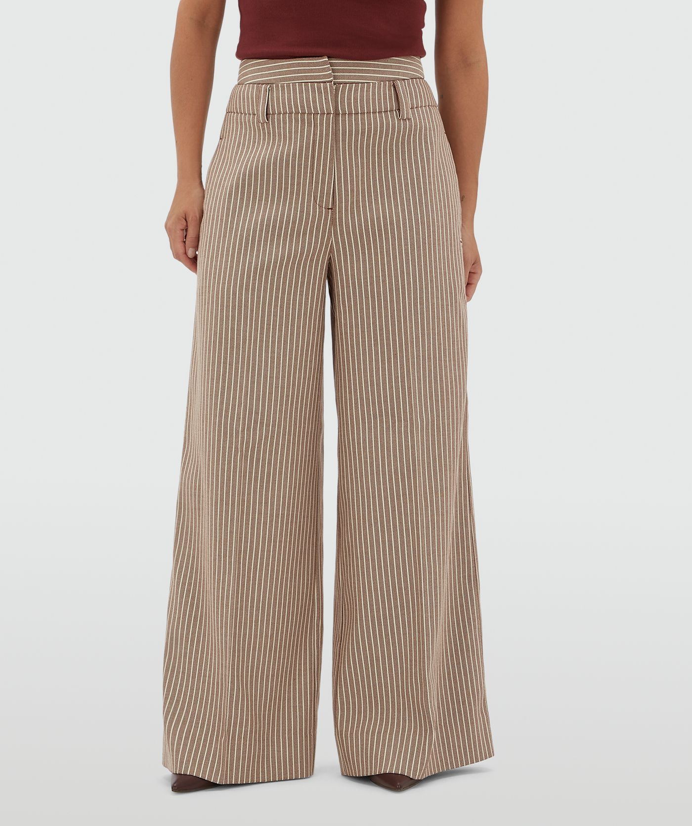 JV-SCOUT high waisted wide leg trousers with stripes