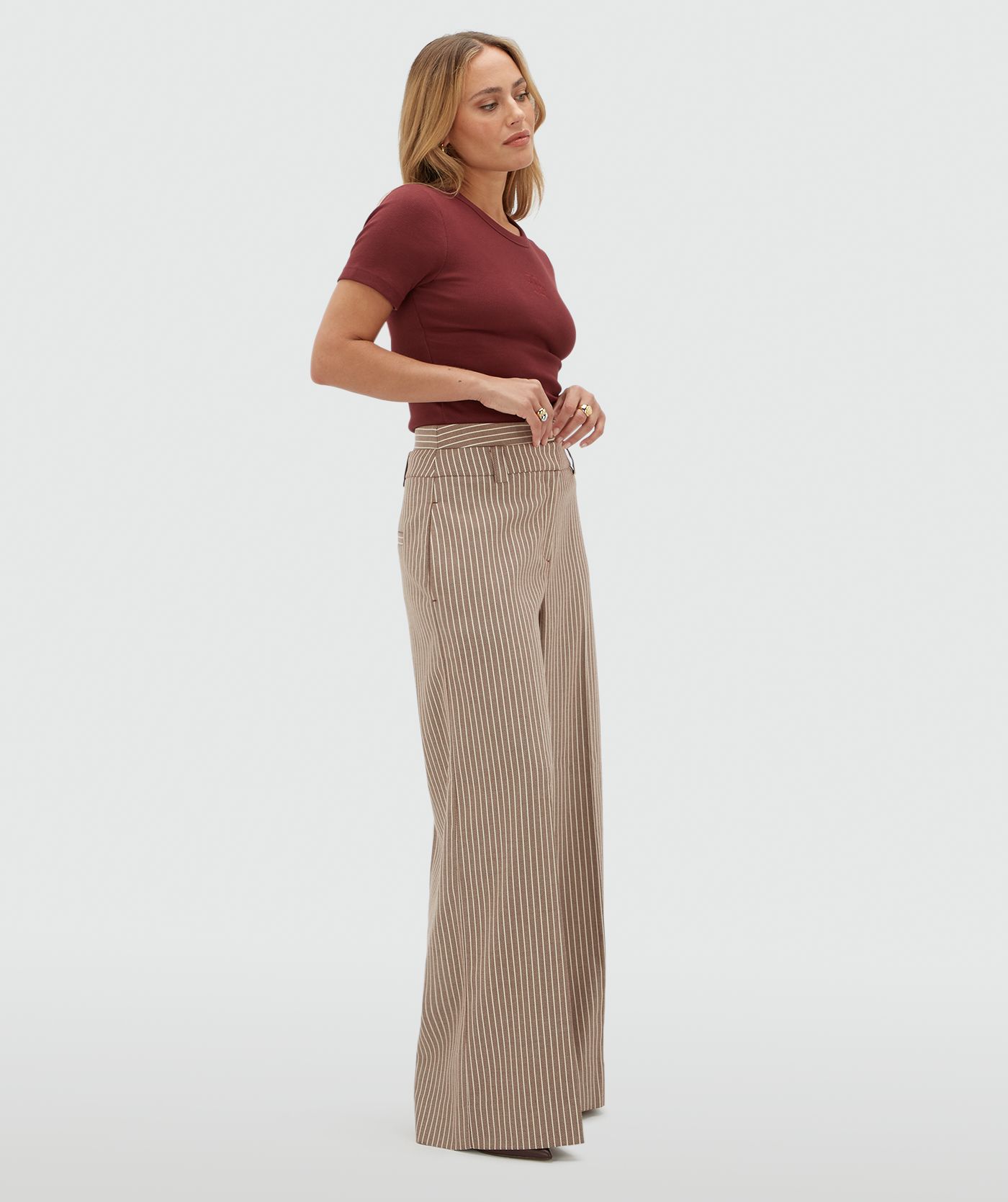 JV-SCOUT high waisted wide leg trousers with stripes