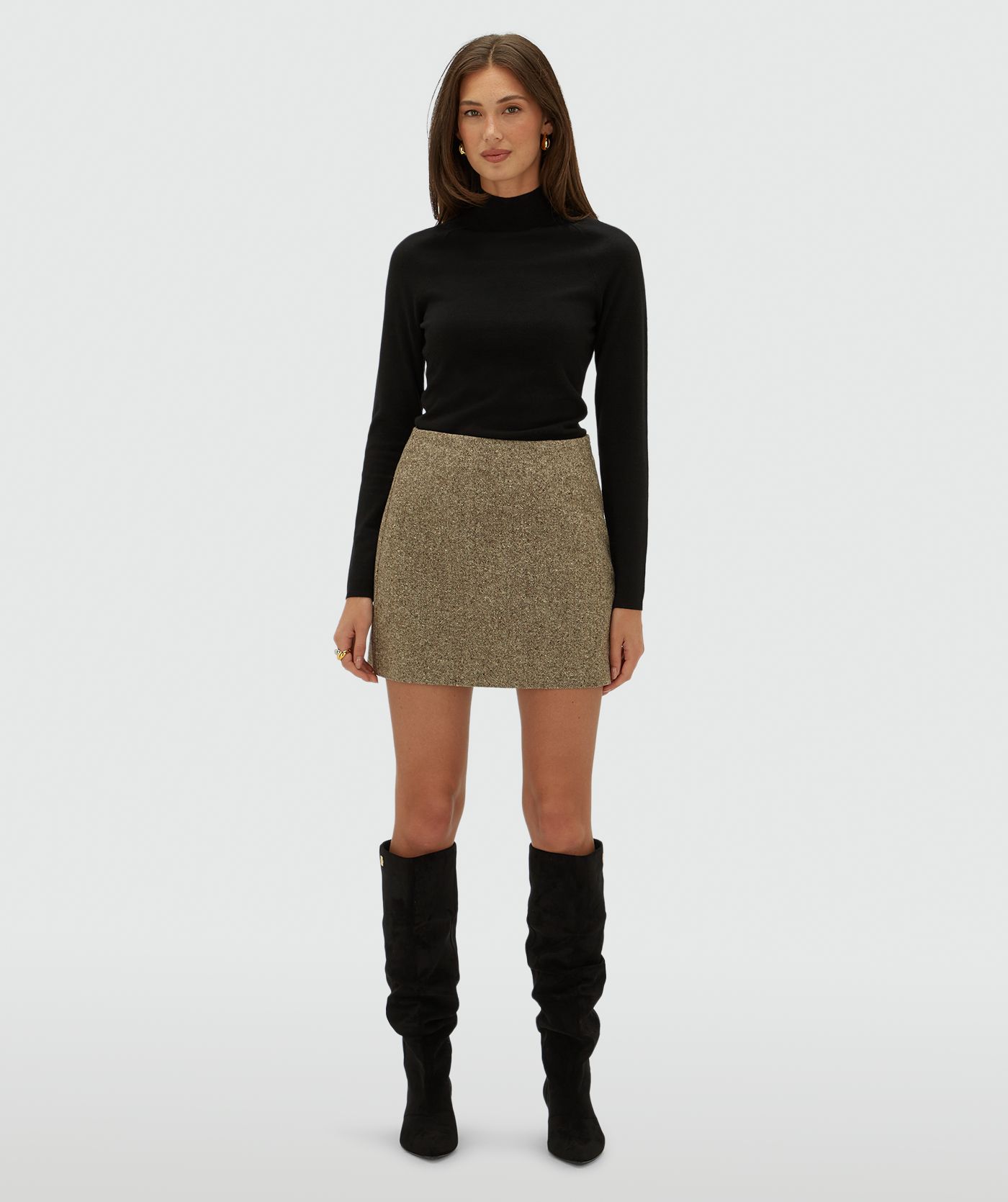 JV-SELBY high-waisted wool mini skirt