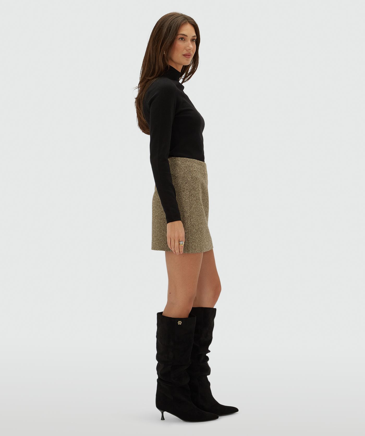 JV-SELBY high-waisted wool mini skirt