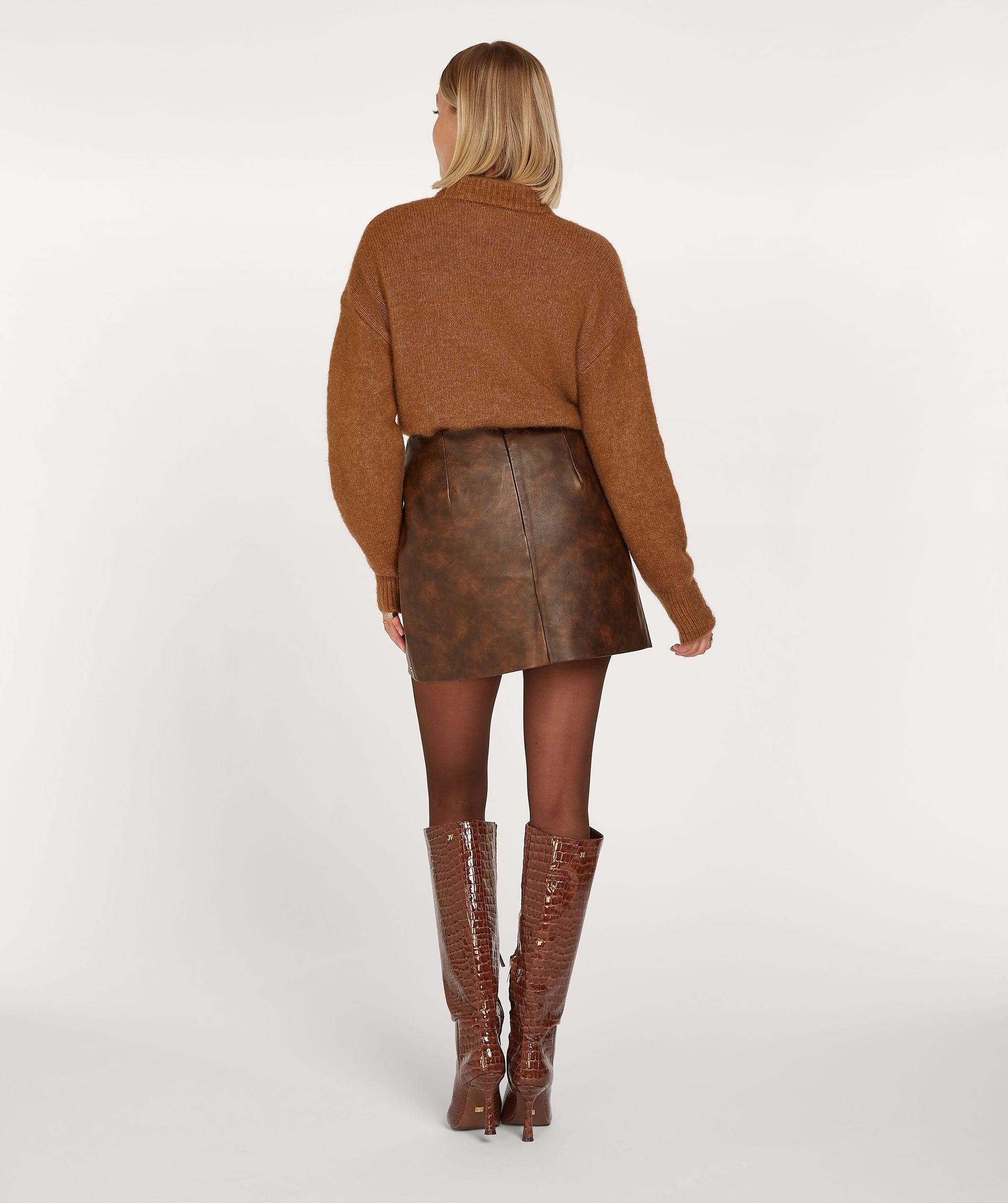 SEMMY high rise fitted mini skirt Mocha Brown JOSH V Official online shop