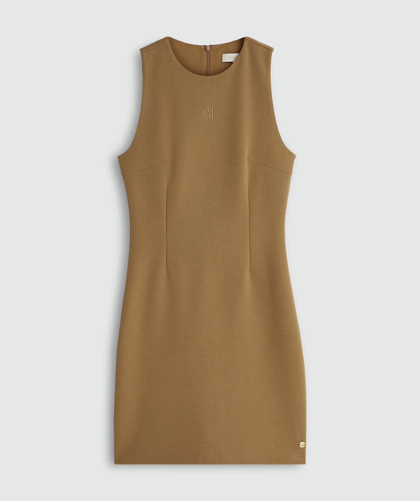 Jurkje in de kleur Khaki zonder model, weergegeven op een lichtgrijze achtergrond