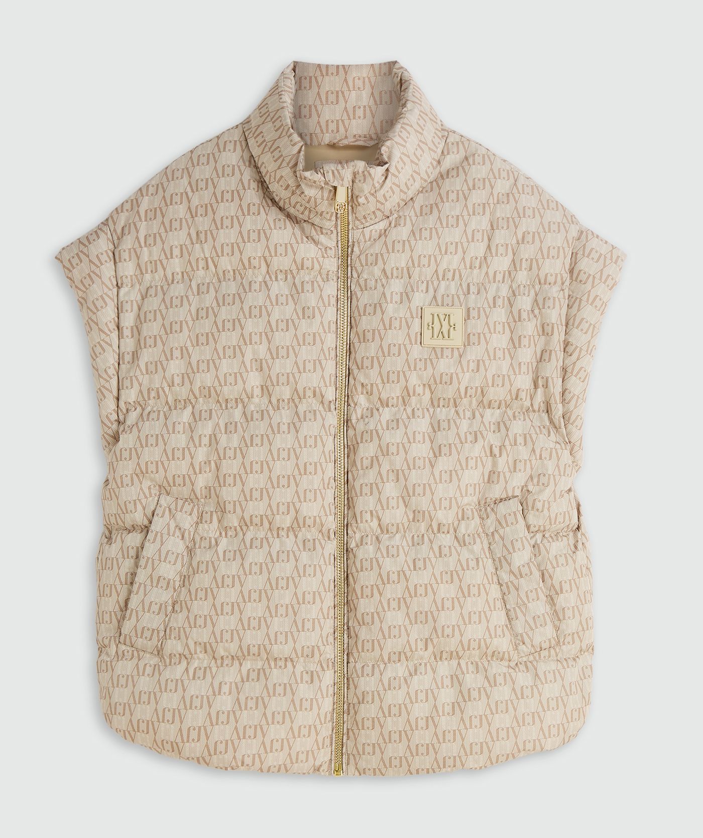 Bodywarmer met JOSH V-logo print zonder model, weergegeven op een lichtgrijze achtergrond.