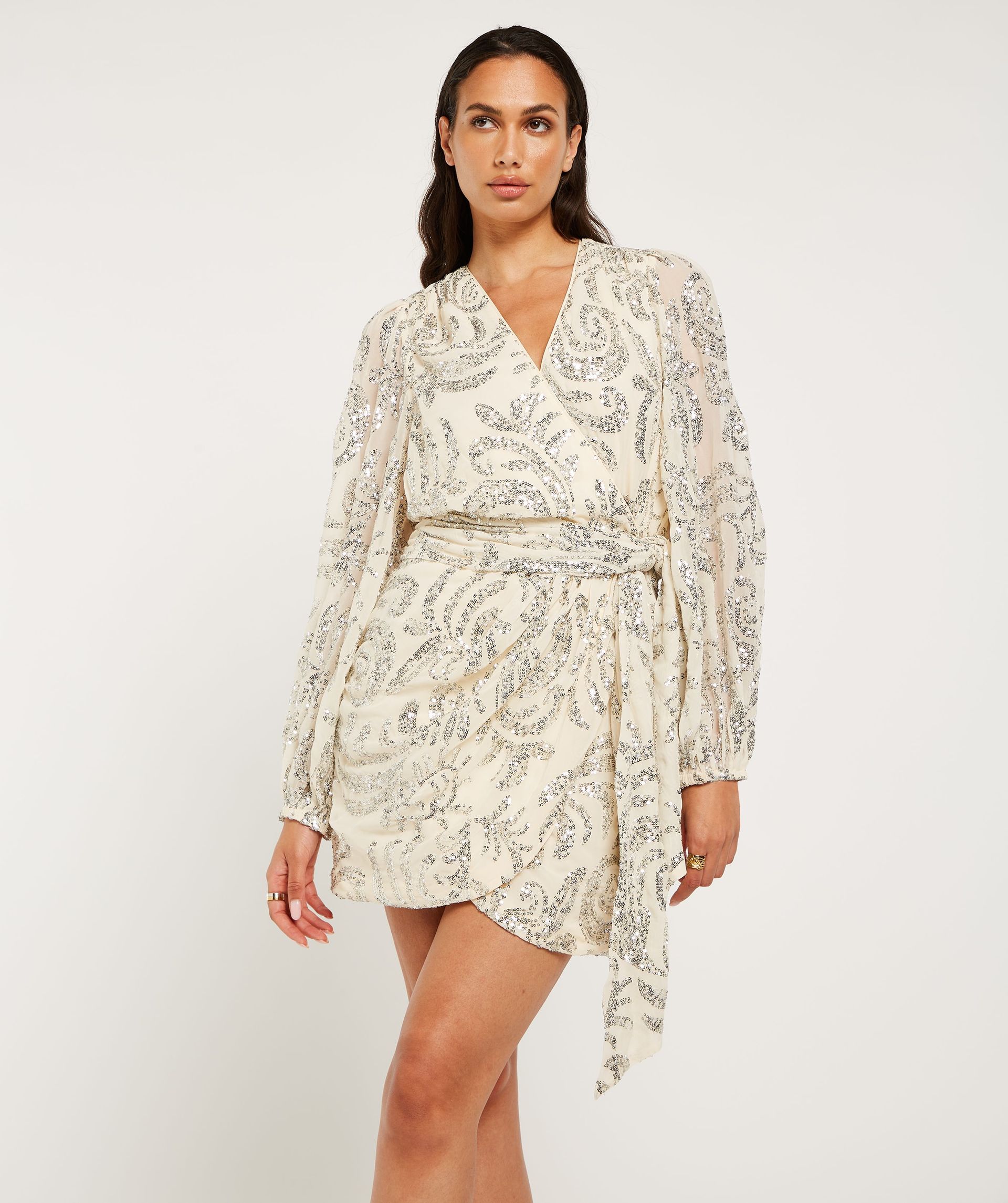 TRINA regular fit wrap dress with sequins