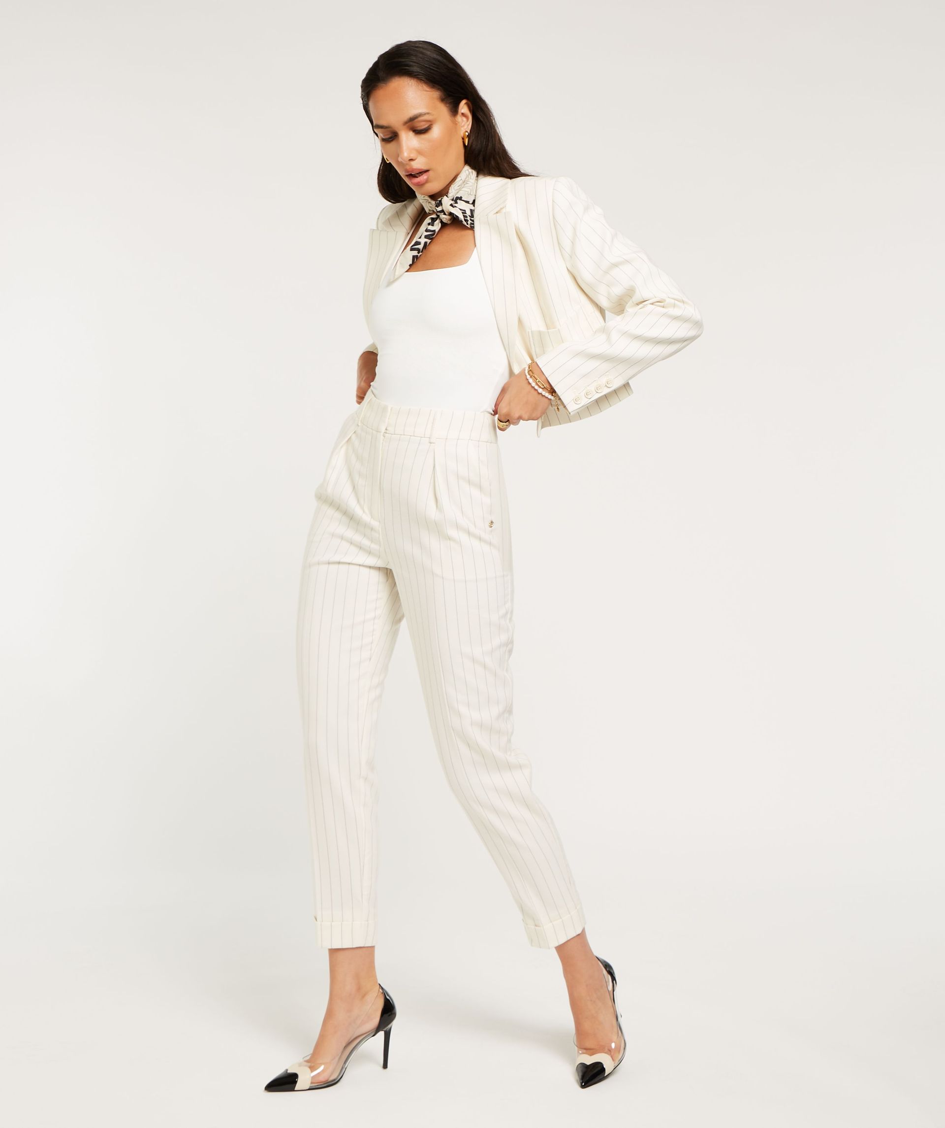 WHITNEY tapered fit trousers with pinstripe