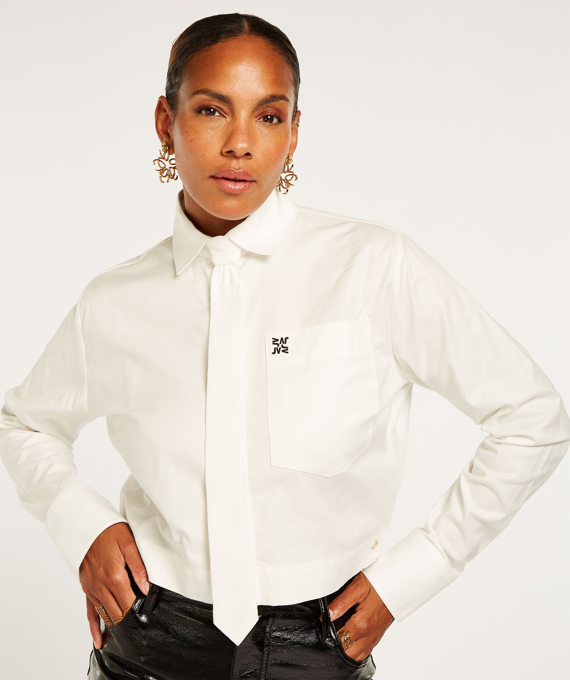 WINSLOW cropped blouse with tie