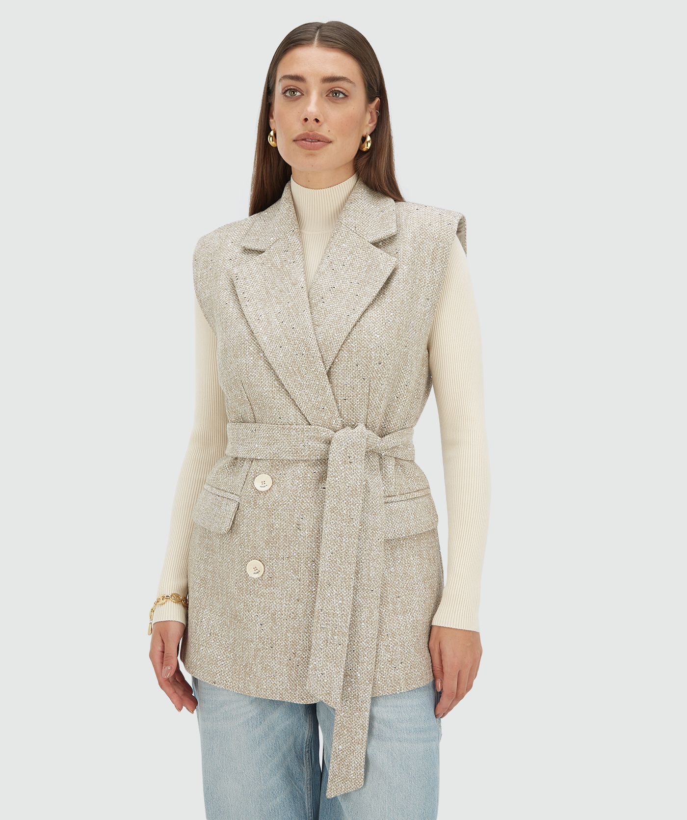 YARA glitter blazer waistcoat