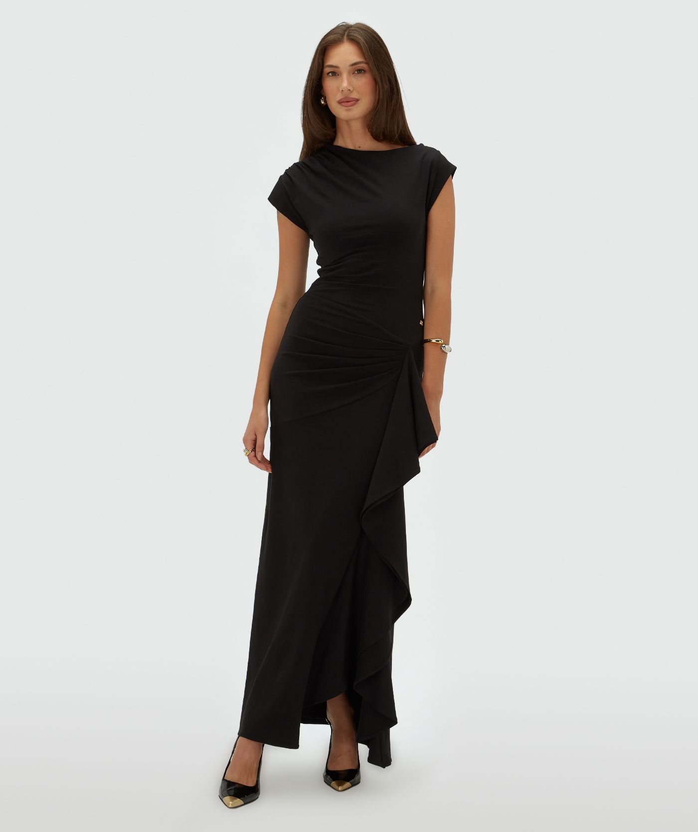 JV-ZYLAS slim fit maxi jurk met ruffles