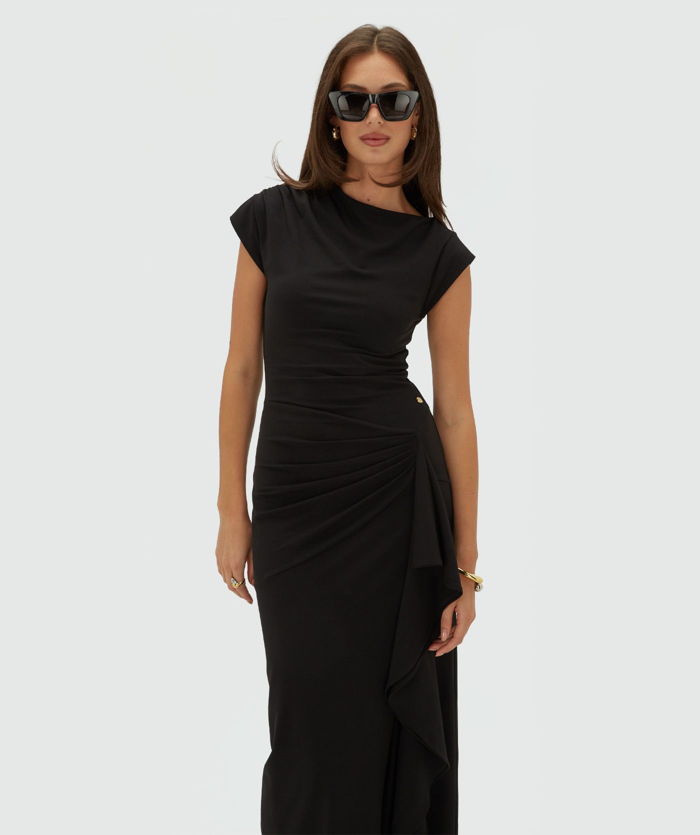 JV-ZYLAS slim fit maxi jurk met ruffles