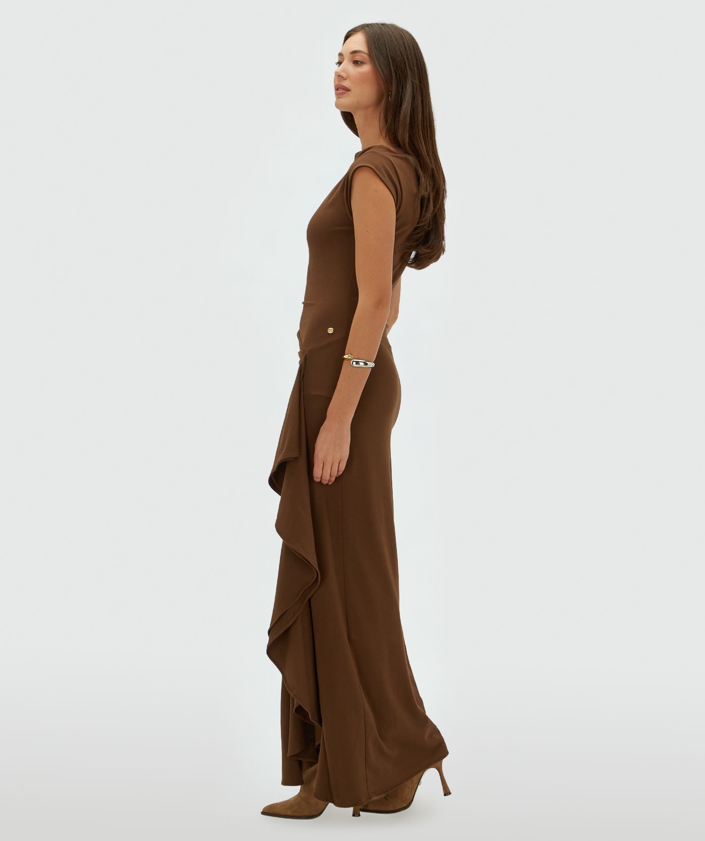 JV-ZYLAS Slim-Fit-Maxikleid mit Rüschen