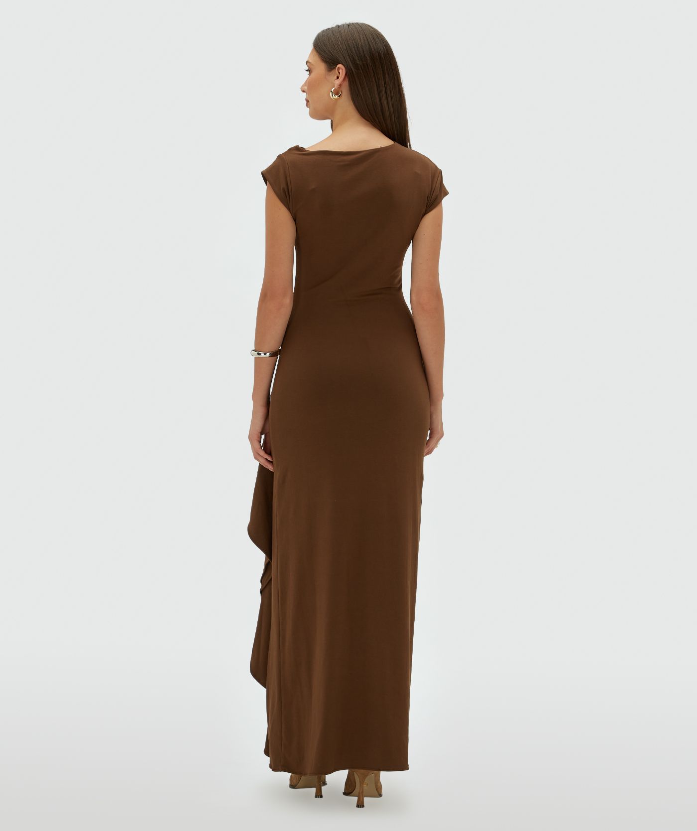 JV-ZYLAS Slim-Fit-Maxikleid mit Rüschen