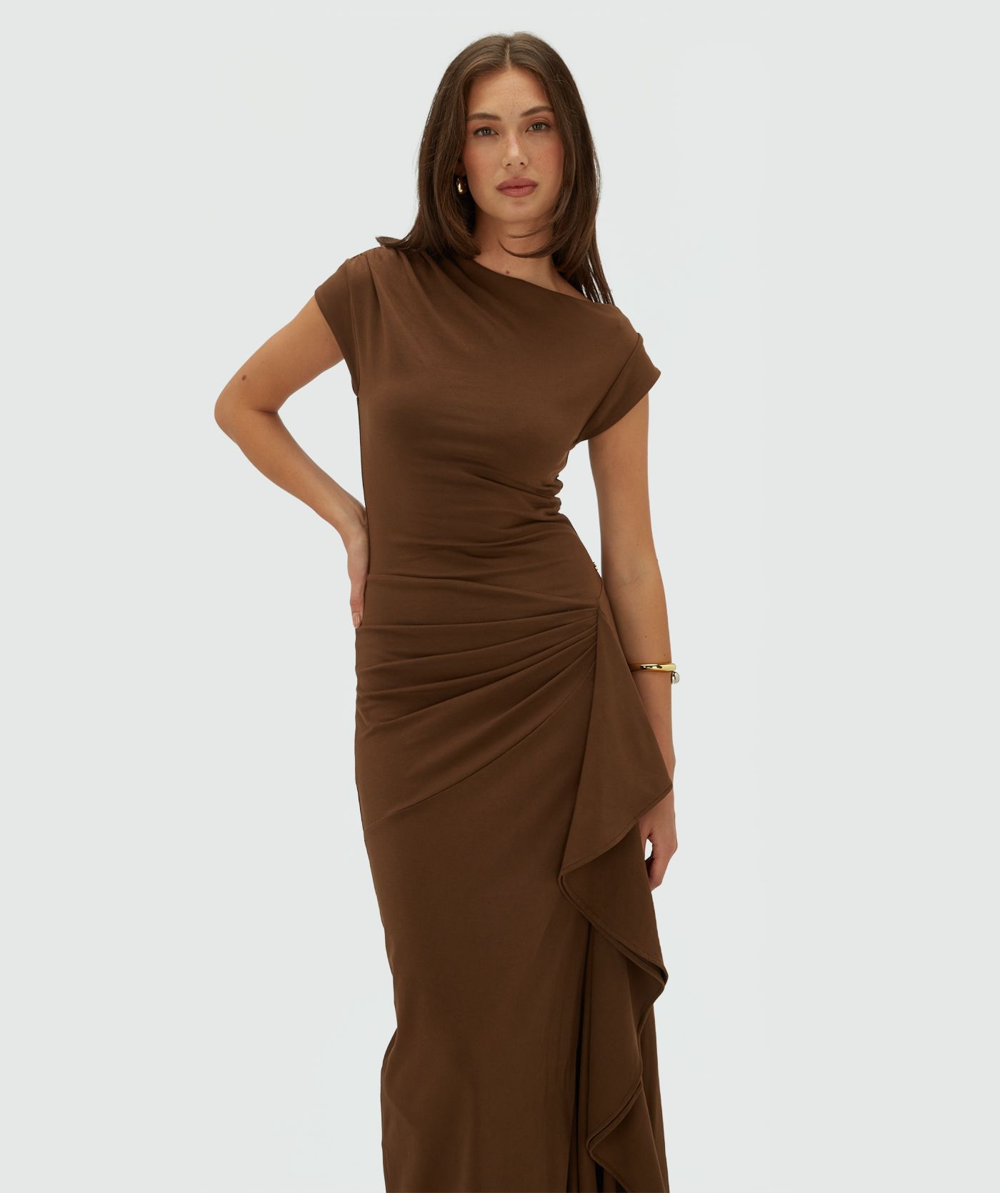 JV-ZYLAS Slim-Fit-Maxikleid mit Rüschen