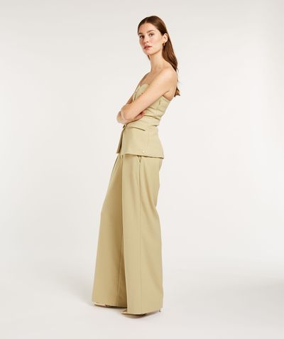 LIA high rise wide leg trousers - Pistachio | JOSH V | Official online shop