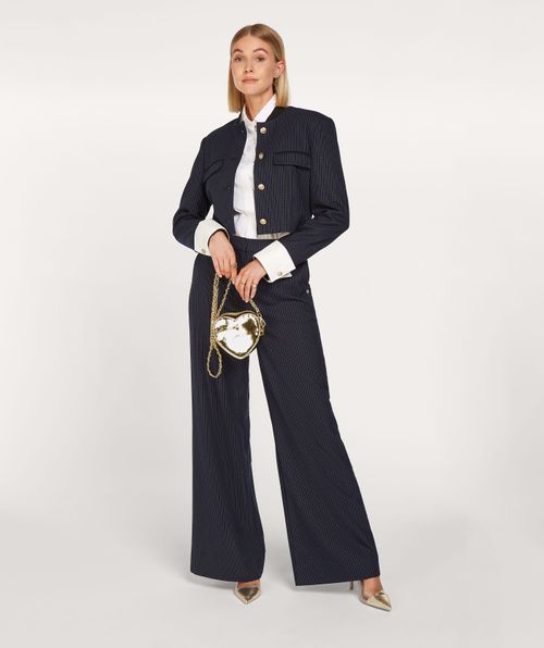 ARCHER mid rise wide leg pants with pinstripe