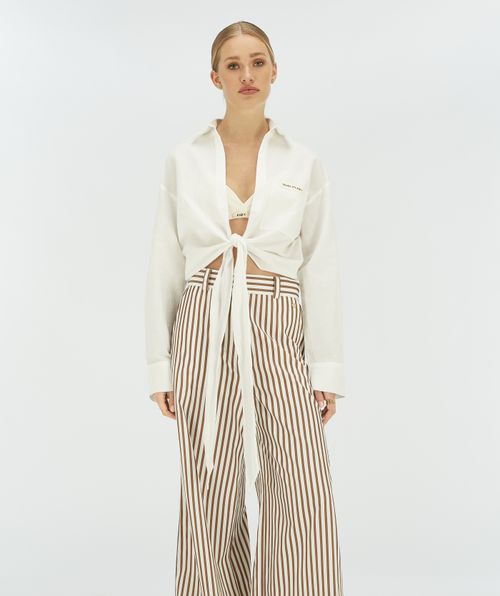 BANKS cropped blouse met striksluiting