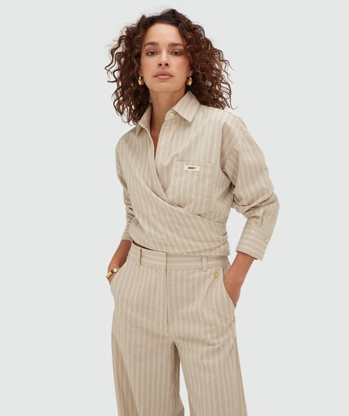 BANKS relaxed cropped striped blouse