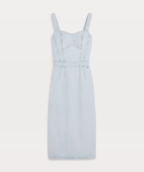 CLEO long fitted dress in denim