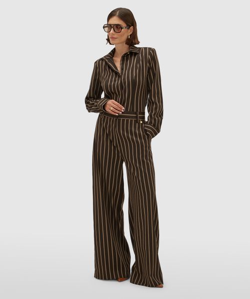 JV-DAVEY mid rise wide leg pantalon met strepen