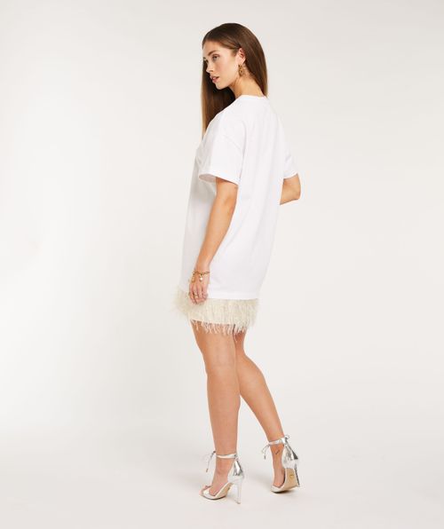 DINTE oversized dress with faux feathers