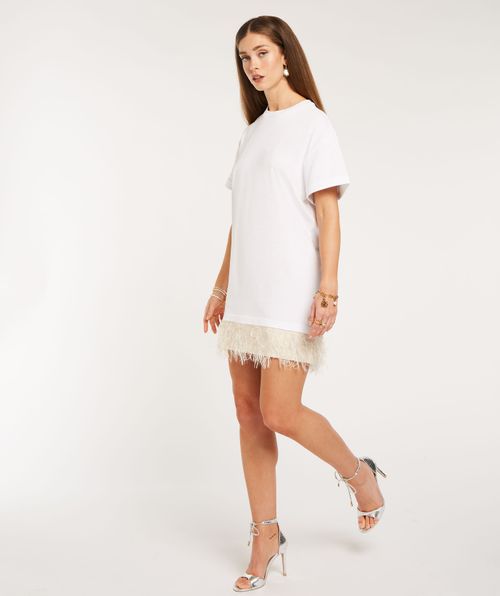 DINTE oversized Kleid mit faux feathers
