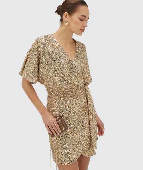 ELKE Regular-Fit Wickelkleid mit Pailletten