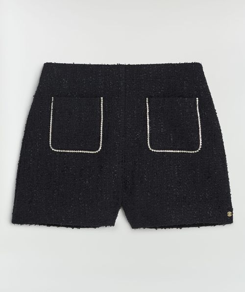 ELVIRA hoch sitzende Bouclé-Shorts mit Schmucksteinen