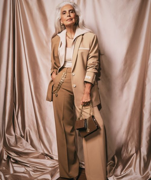 EMMA two-tone mid rise wide leg pantalon 