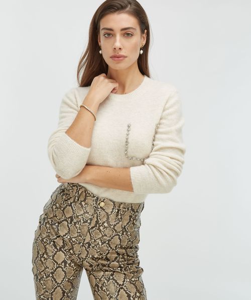 ESAI slim fit trui met sierstenen