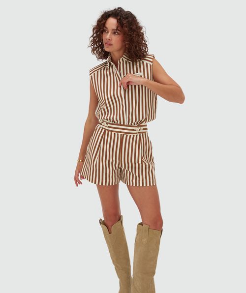 FARIS mid waisted shorts met strepen