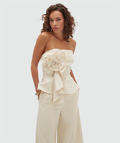 JV-FERRA fitted bustier met bloem van katoen