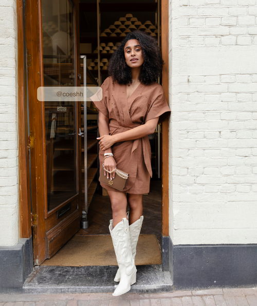 FROUKJE wrap dress with embellishments