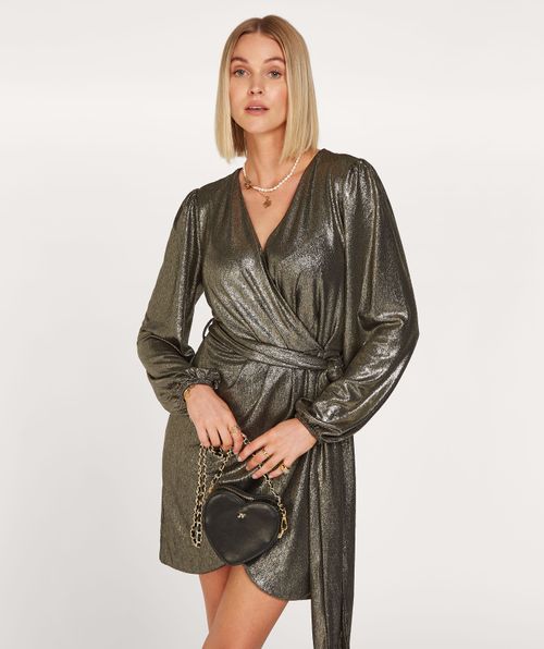 ISABEAU regular fit wrap dress with glitter