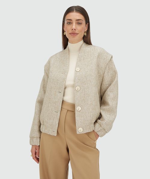 KELLIE oversized bomber jacket with glitter