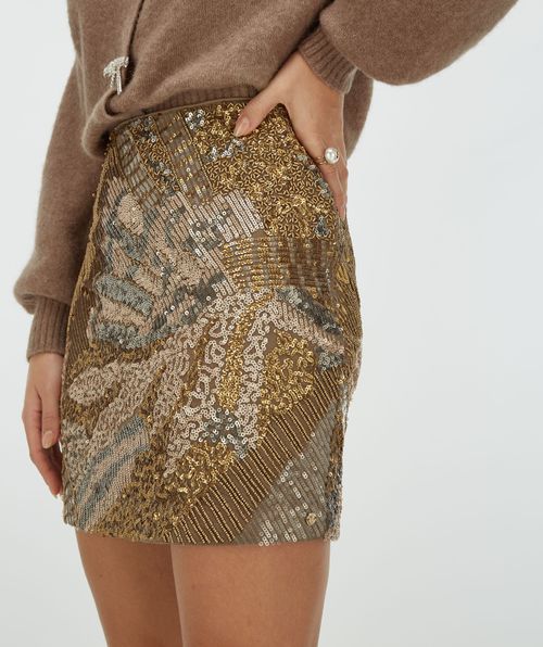 LIEKE high-waisted mini skirt with sequins and beads