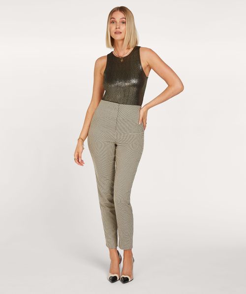 MIEKE high rise fitted pants with check print