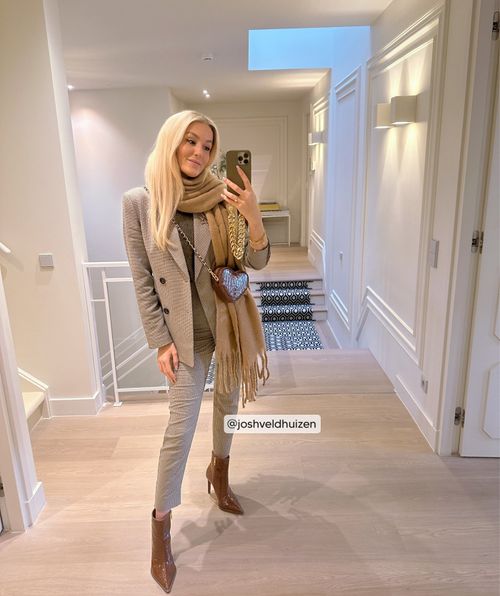 MIEKE Hoch taillierte, enganliegende Hose mit Check Print
