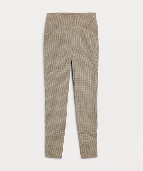 MIEKE high rise fitted pants with check print