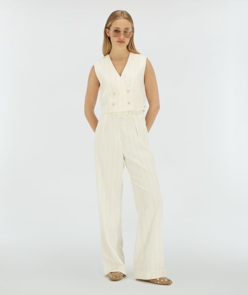 MIES high waisted wide leg pantalon met lurex