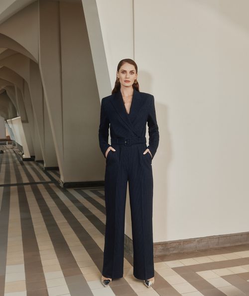 MORRIS regular fit jumpsuit met pinstripe