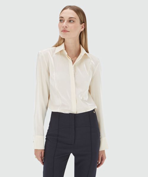 NICOLETTE fitted blouse in shimmer organza