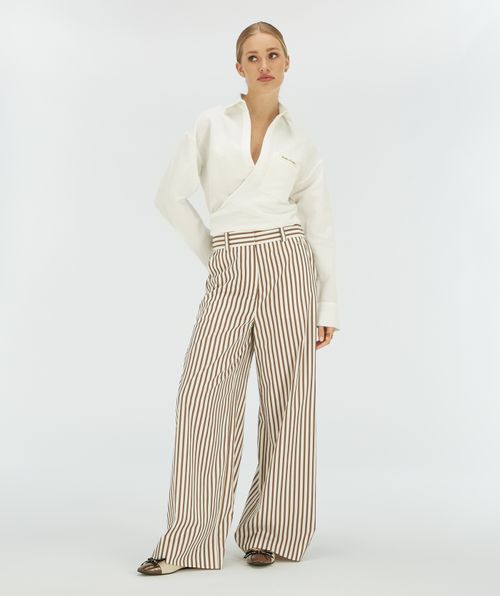 ODESSA mid rise wide leg broek met strepen