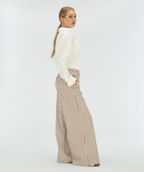 ODESSA mid rise wide leg broek met strepen