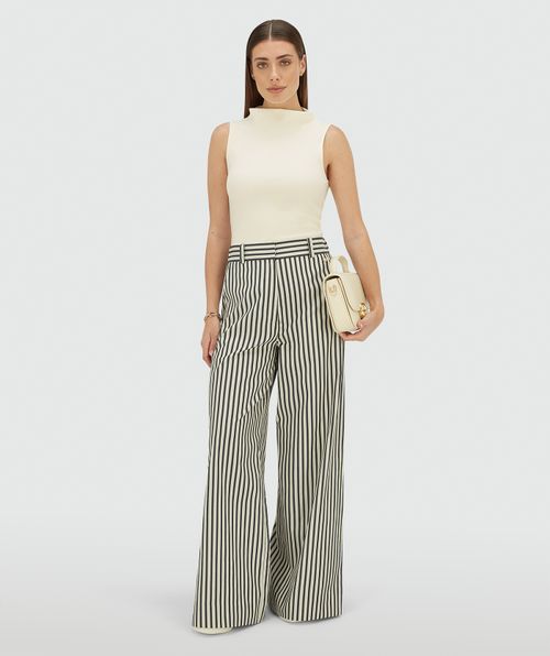 ODESSA mid-rise wide leg striped trousers