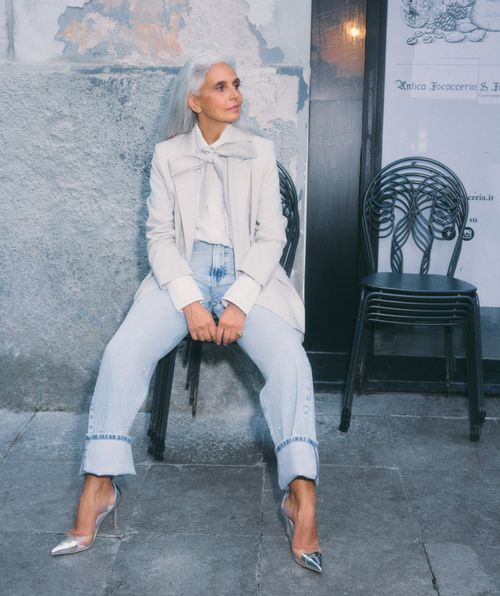 PHEBE straight fit jeans met parels