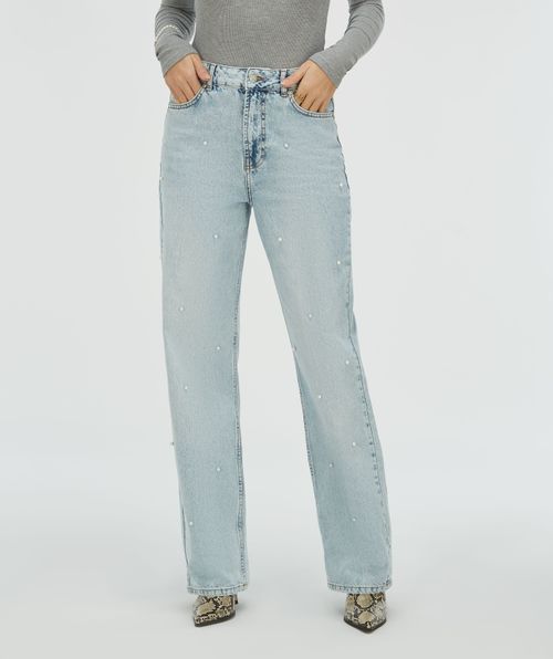 PHEBE straight fit jeans met parels