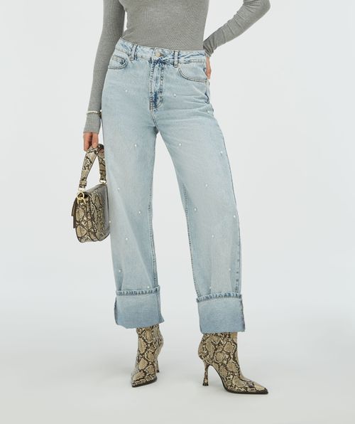 PHEBE straight fit jeans met parels