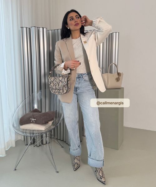 PHEBE straight fit jeans met parels